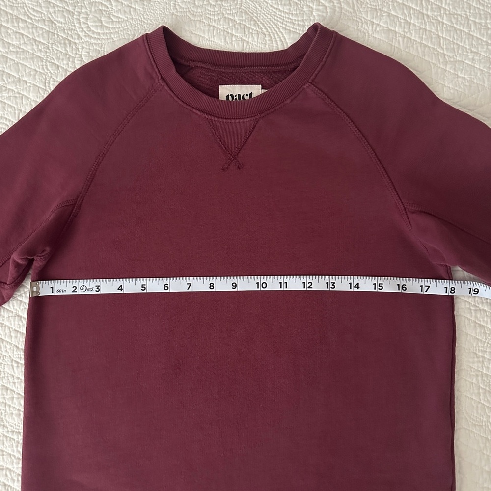 Pact Women’s Cabernet Maroon Essential Crewneck Sweatshirt Organic Cotton Small - Picture 6 of 10